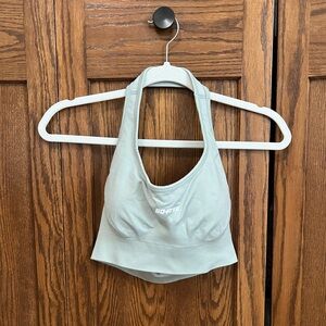 NWOT bo+tee muted teal halter tank sports bra